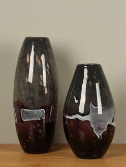 Vazen set glas grijs/lila