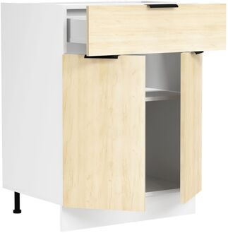 Vcm Fasola keuken onderkast 60 cm 2 deuren, 1 lade eik decor, wit.