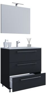 Vcm Schubo badkamer spiegel 60 cm zwart.