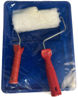 VEBA 5 delige muurverfroller set 18 cm met beugel en verfbak - Verfrollers Multikleur