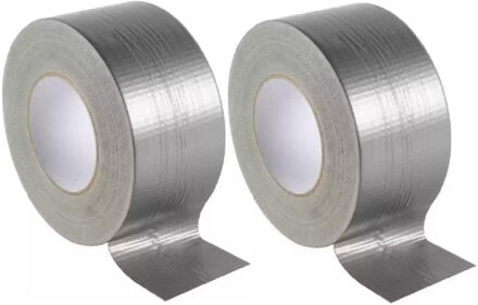 VEBA Duct tape/reparatietape - 2x - zilver - 50 meter x 48 mm - universele allestape