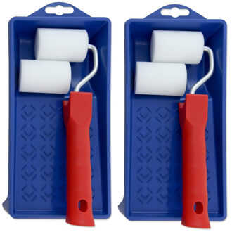 VEBA Lakroller - 2x stuks - 5cm - schilderset - extra fijn met verfbak en beugel