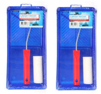 VEBA Lakroller schilderset extra fijn met verfbak en beugel - 2x - Verfset - Schuim rollers