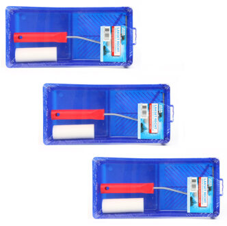 VEBA Lakroller schilderset extra fijn met verfbak en beugel - 5x - Verfset - Schuim rollers