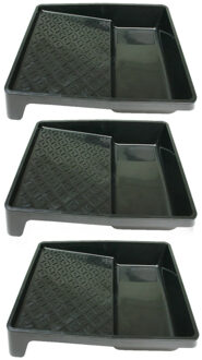 VEBA Verfbak - 3x stuks - zwart - voor verfrollers/lakrollers tot 25 cm - verfspullen / schildersben