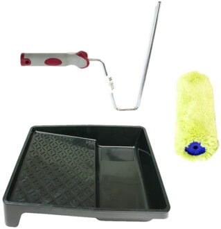 VEBA Verfroller anti spat lakroller profi schilderset met softgrip beugel en verfbak 18 cm - Verfrollers Multikleur