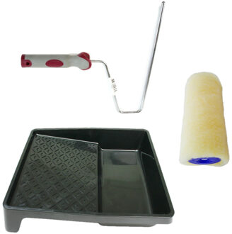 VEBA Verfroller anti spat lakroller profi schilderset met softgrip beugel en verfbak 18 cm - Verfrollers Multikleur