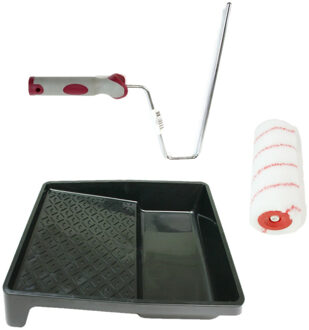 VEBA Verfroller anti spat lakroller profi schilderset met softgrip beugel en verfbak 18 cm