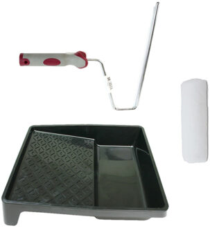 VEBA Verfroller anti spat lakroller profi schilderset met softgrip beugel en verfbak 25 cm