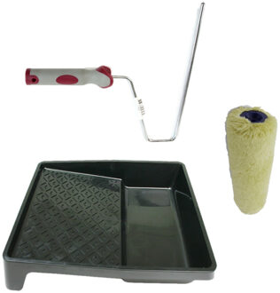 VEBA Verfroller anti spat lakroller profi schilderset met softgrip beugel en verfbak 25 cm
