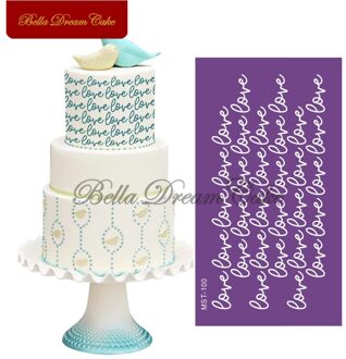 Veel Liefde Woord Cake Stencil Mesh Stencils Voor Valentijnsdag Cake Grens Stencils Fondant Mould Cake Decorating Tool Cake mold