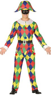 Veelkleurig geruit harlekijn kostuum voor heren - M (48) - Volwassenen kostuums