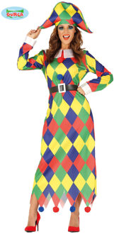 Veelkleurige geruite harlekijn outfit voor dames - M (38) - Volwassenen kostuums