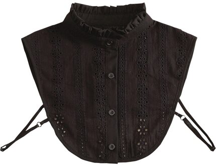 Veelzijdige Herfst Valse Kraag Vrouwen Katoen Linnen Blouse Ruches Kraag Shirt Decoratieve Kraag Kleding Accessoires zwart