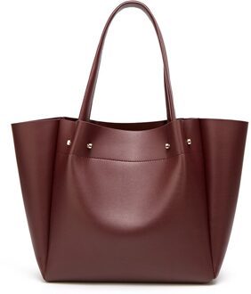 Veelzijdige Mode Vrouwen Hangbags Vrouwelijke Solid Casual Leisure Pu Lederen Schoudertassen Dames Grote Capaciteit Zakken rood