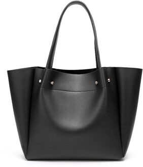 Veelzijdige Mode Vrouwen Hangbags Vrouwelijke Solid Casual Leisure Pu Lederen Schoudertassen Dames Grote Capaciteit Zakken zwart