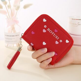Veelzijdige Vrouwen Portemonnee Kwastje Rits Liefde Vrouwen Korte Portemonnee Nul Portemonnee Vrouwen Kaarthouders Portemonnee Man portemonnee Man rood