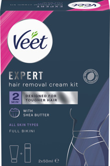Veet Haarverwijderaar Veet Expert Volledige Bikini Ontharingspakket Alle Huidtypen 2 x 50 ml