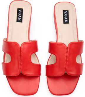 Vegan Bok Slide Sandalen - maat Rood