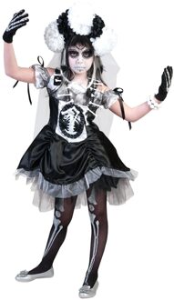 Vegaoo Chique skeletten kostuum voor meisjes Halloween - Verkleedkleding - 116/122