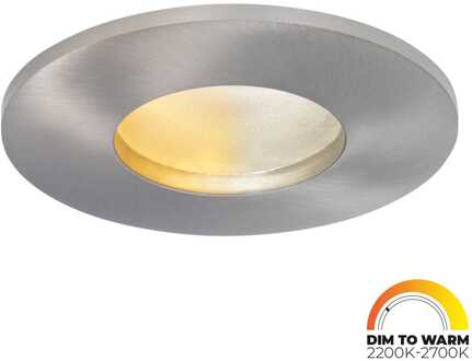 Vegas - LED platte inbouwspots met lage inbouwdiepte 60mm - 3,8 Watt 230 Lumen - Dim to Warm - GU10 LED Module - Dimbaar - Rond - IP44 voor badkamer, buiten en binnen - RVS