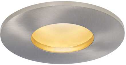 Vegas - LED platte inbouwspots met lage inbouwdiepte 60mm - 6 Watt 570 Lumen - 2700K Warm wit - GU10 LED Module - Dimbaar - Rond - IP44 voor badkamer, buiten en binnen - RVS