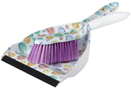 Veger en blik smiley - set van 2 - 35x22x10 cm