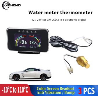 Vehemo 2 in 1 12/24V Temp Meters Auto Water Temp Gauge Water Temperatuur Meter Precieze Universele Elektronische DC9-36V
