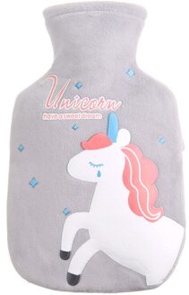 Veilig Verdikking Leuke Pluche Warm Water Zak Dikke Pluis Winter Warmer Hand Fles Warmer Hand Warming Rubber Zak licht grijs