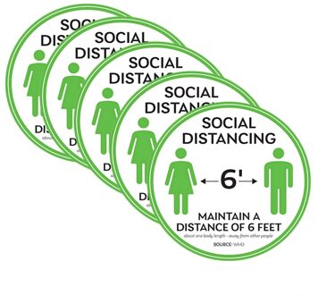 Veiligheid Afstand Borden Marker Grond Stickers 5Pcs Sociale Distantiëren Floor Decal Voet Afstand Anti-Slip Commerciële Grade groen