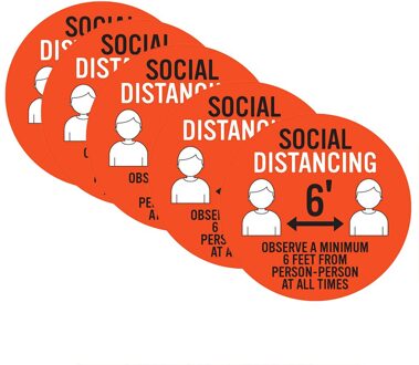 Veiligheid Afstand Borden Marker Grond Stickers 5Pcs Sociale Distantiëren Floor Decal Voet Afstand Anti-Slip Commerciële Grade Rood