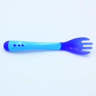 Veiligheid Temperatuur Sensing Lepel Babyvoeding vork kids Kinderen Voedsel Gebruiksvoorwerpen Siliconen lepels Voor Baby Care servies blauw vork