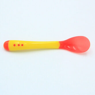 Veiligheid Temperatuur Sensing Lepel Babyvoeding vork kids Kinderen Voedsel Gebruiksvoorwerpen Siliconen lepels Voor Baby Care servies geel lepel
