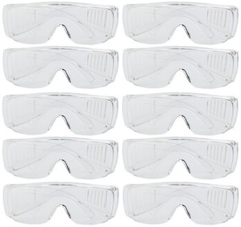 Veiligheidsbril/vuurwerkbril - 10x - kunststof - transparant - beschermbril voor volwassenen