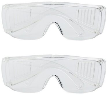 Veiligheidsbril/vuurwerkbril - 2x - kunststof - transparant - beschermbril voor volwassenen