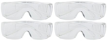 Veiligheidsbril/vuurwerkbril - 4x - kunststof - transparant - beschermbril voor volwassenen