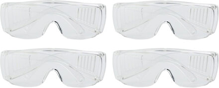 Veiligheidsbril/vuurwerkbril - 4x - kunststof - transparant - beschermbril voor volwassenen