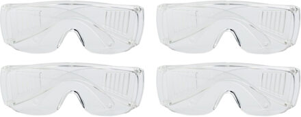Veiligheidsbril/vuurwerkbril - 4x - kunststof - transparant - beschermbril voor volwassenen