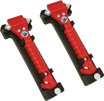 Veiligheidshamer met gordelsnijder - 2x - noodhamer incl. houder