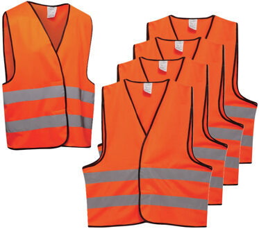Veiligheidshesje - 10x - met Reflectie - Veiligheidsvest - Reflectievest - Veiligheidshesje - Oranje - One size