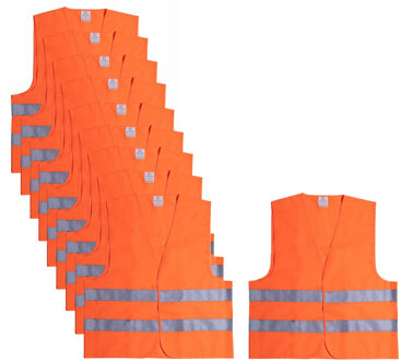 Veiligheidshesje - 10x - met Reflectie - Veiligheidsvest - Reflectievest - Veiligheidshesje - Oranje One size