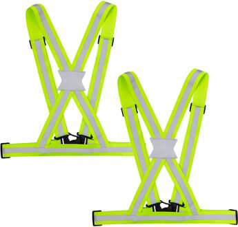 Veiligheidshesje - 2x - met reflectie - Geel - X-vormig?- Veiligheidsvest - hardlopen - One size