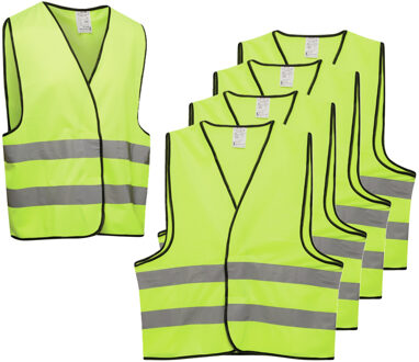 Veiligheidshesje - 5x - met Reflectie - Veiligheidsvest - Reflectievest - Veiligheidshesje - Geel - One size