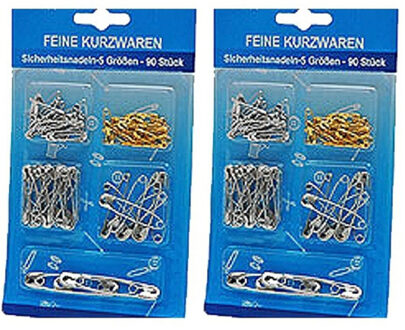 Veiligheidsspelden in 5 verschillende maten - 180x stuks - voor thuis - knutselen