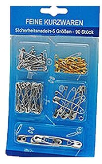 Veiligheidsspelden in 5 verschillende maten - 90x stuks - voor thuis - knutselen