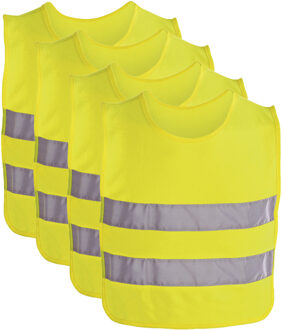 Veiligheidsvest - 10x - reflecterend - voor kinderen 3 tot 12 jaar - fluoriserend geel - One size