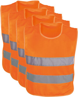 Veiligheidsvest - 10x - reflecterend - voor kinderen 3 tot 12 jaar - fluoriserend oranje - One size