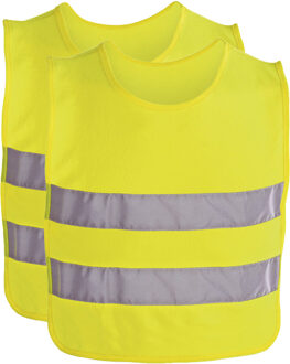 Veiligheidsvest - 2x - reflecterend - voor kinderen 3 tot 12 jaar - fluoriserend geel One size