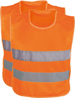 Veiligheidsvest - 2x - reflecterend - voor kinderen 3 tot 12 jaar - fluoriserend oranje One size