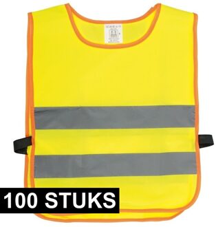 Veiligheidsvest fluorescerend geel - 100x - kinderen - Reflecterende veiligheidsvesten - one size